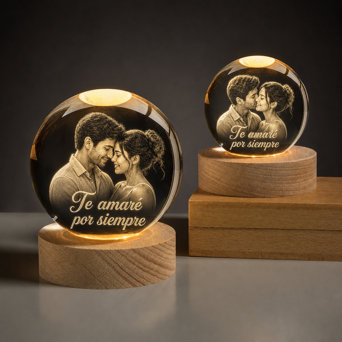 Cristal K9 Personalizados - Esfera 60x60x60 (Base Led Incluido)