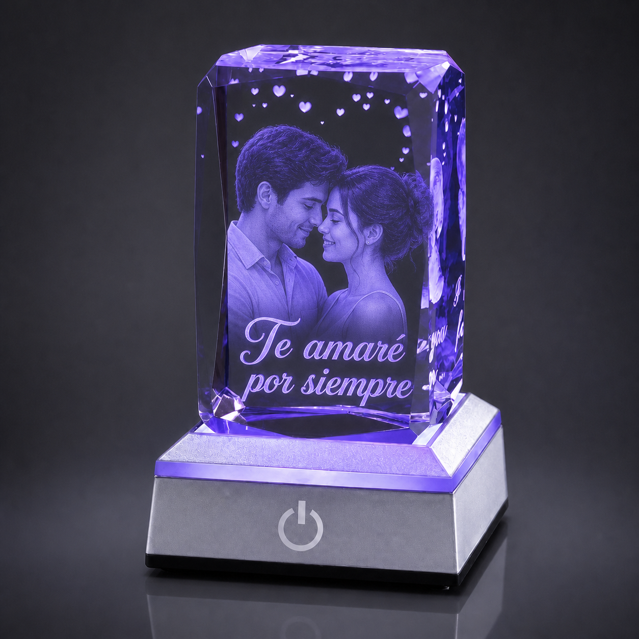Cristal K9 Personalizados Rectangular tallados 50x50x80 (Base Led Incluido)