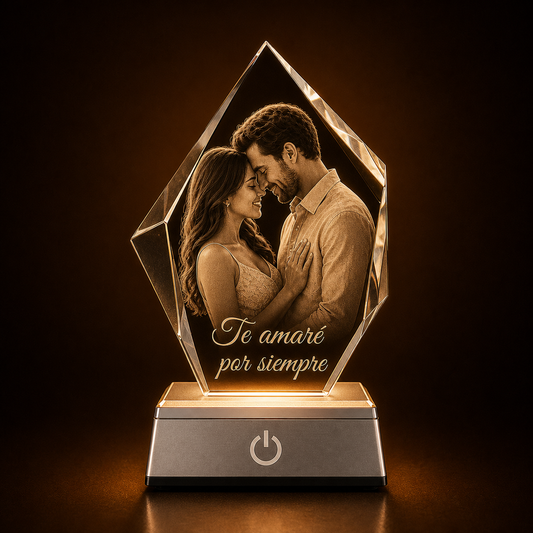 Cristal K9 Personalizados - IceBurg 90x60x130 (Base Led Incluido)