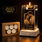 Cristal K9 Personalizados - Portavelas 90x60x130 (Base Led y vela de té Inlcuido)